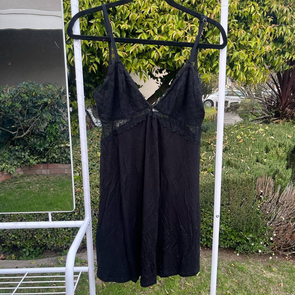 Black Lace Trim Tank Top